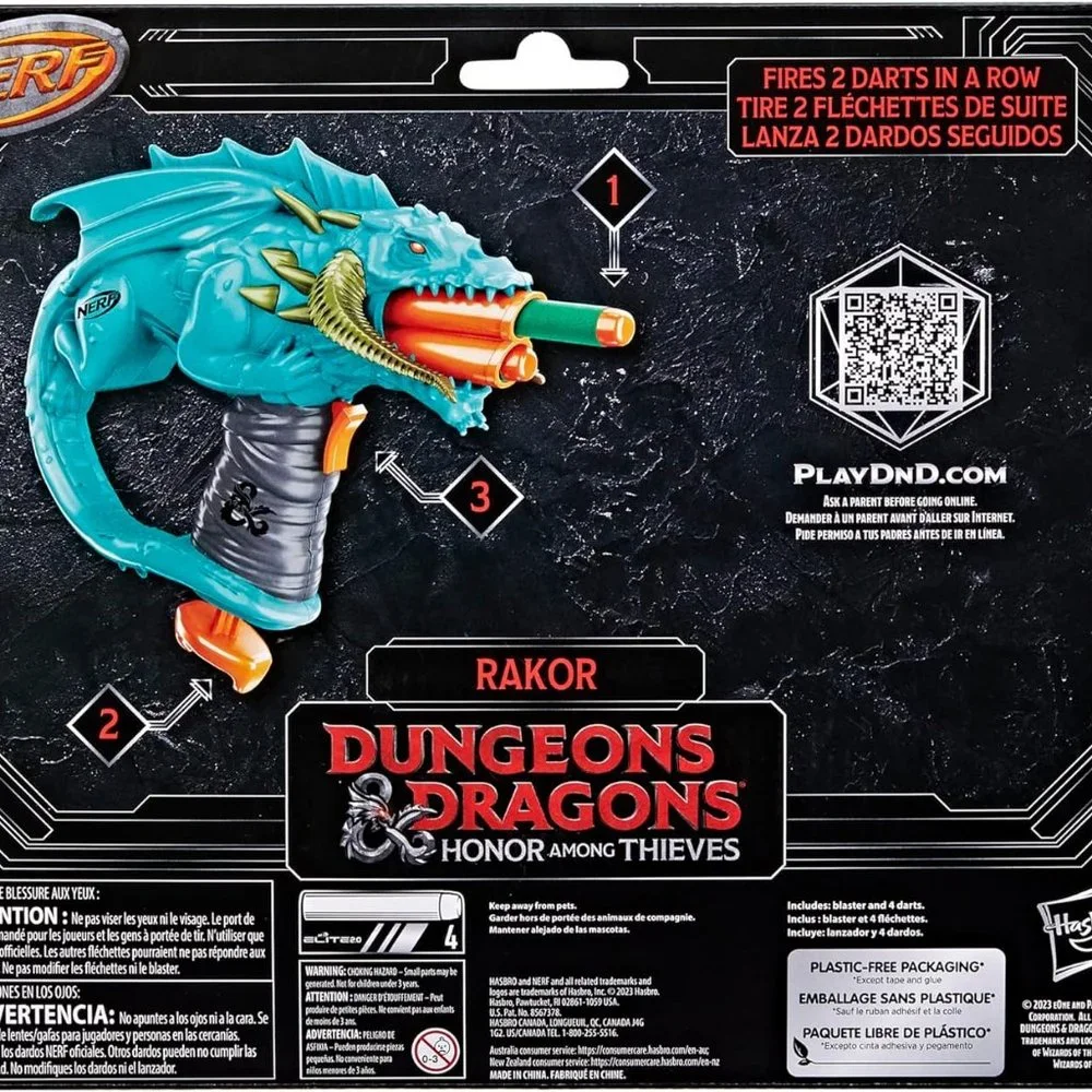 NEW NERF Dungeons & Dragons Rakor Blaster Dart Gun Outdoor Games with Darts $15